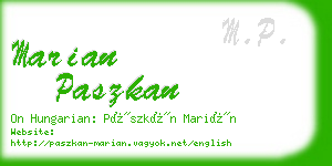 marian paszkan business card